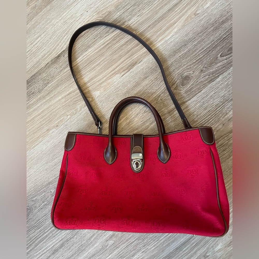 Vintage Dooney and Bourke Double Handle Tote in Red - large size like new